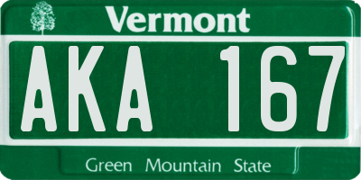 VT license plate AKA167