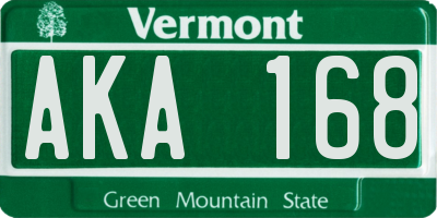 VT license plate AKA168