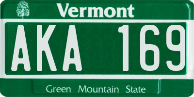 VT license plate AKA169