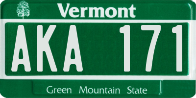 VT license plate AKA171