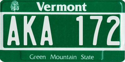 VT license plate AKA172