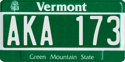 VT license plate AKA173