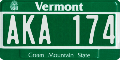 VT license plate AKA174