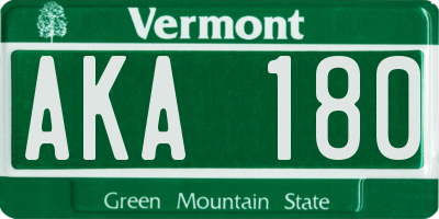 VT license plate AKA180