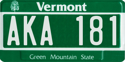 VT license plate AKA181