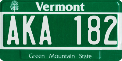 VT license plate AKA182