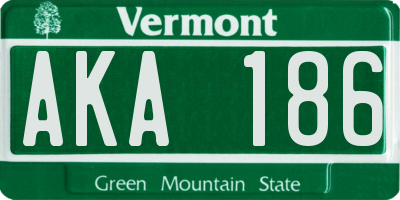 VT license plate AKA186