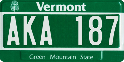 VT license plate AKA187