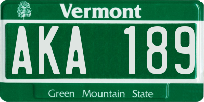 VT license plate AKA189