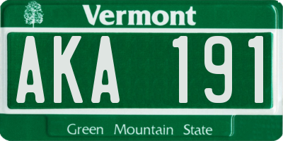 VT license plate AKA191