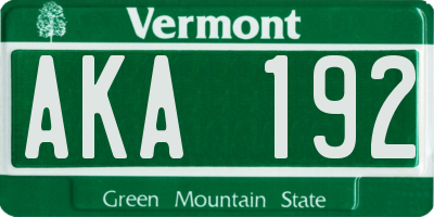VT license plate AKA192