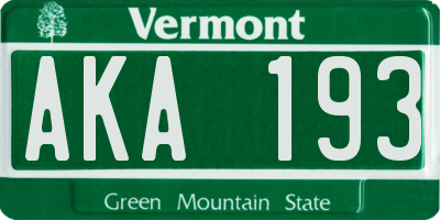 VT license plate AKA193