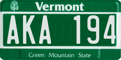 VT license plate AKA194