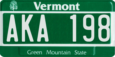 VT license plate AKA198