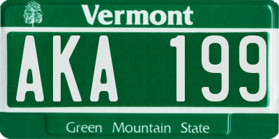 VT license plate AKA199
