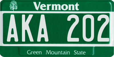 VT license plate AKA202