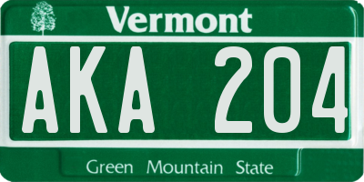 VT license plate AKA204
