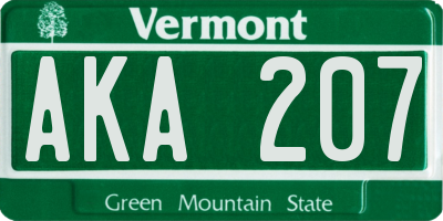 VT license plate AKA207