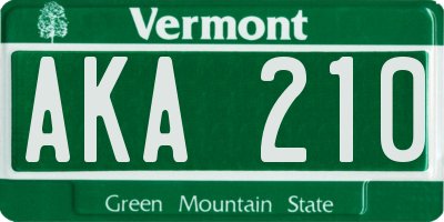 VT license plate AKA210