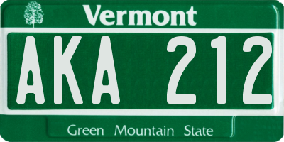 VT license plate AKA212