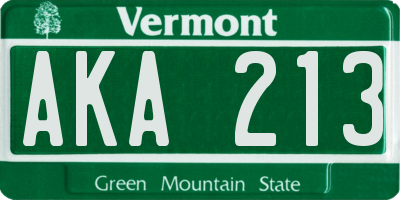 VT license plate AKA213
