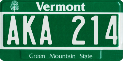 VT license plate AKA214
