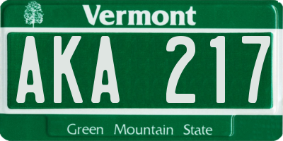 VT license plate AKA217