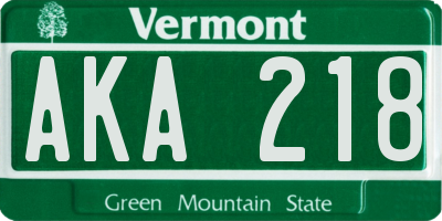 VT license plate AKA218