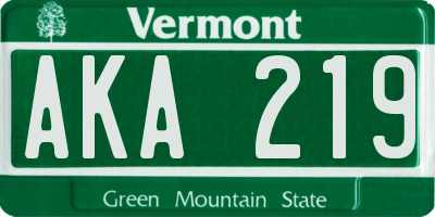 VT license plate AKA219
