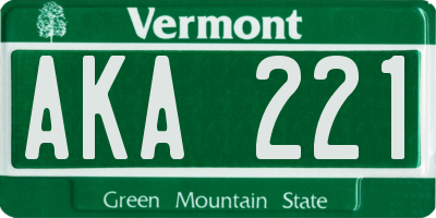 VT license plate AKA221