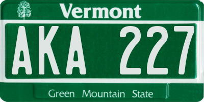 VT license plate AKA227