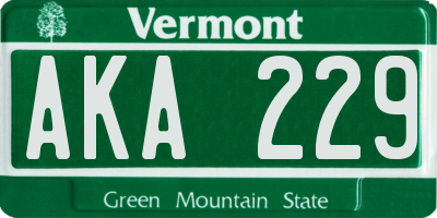 VT license plate AKA229