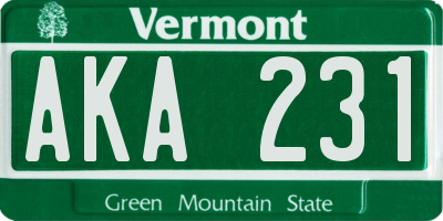 VT license plate AKA231