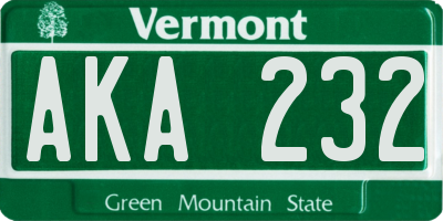 VT license plate AKA232