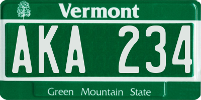 VT license plate AKA234