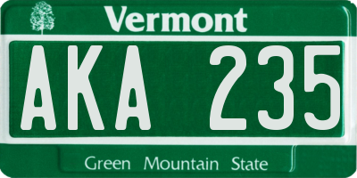 VT license plate AKA235
