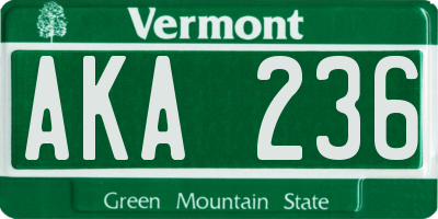VT license plate AKA236