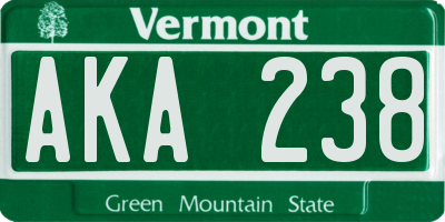 VT license plate AKA238