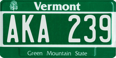 VT license plate AKA239