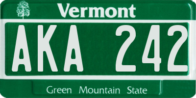 VT license plate AKA242