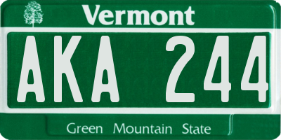 VT license plate AKA244