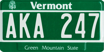 VT license plate AKA247