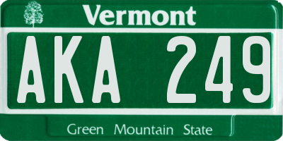 VT license plate AKA249
