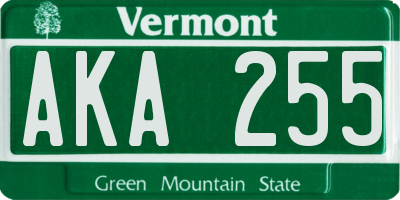 VT license plate AKA255