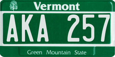 VT license plate AKA257