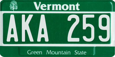 VT license plate AKA259