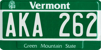 VT license plate AKA262