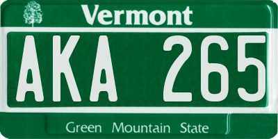 VT license plate AKA265
