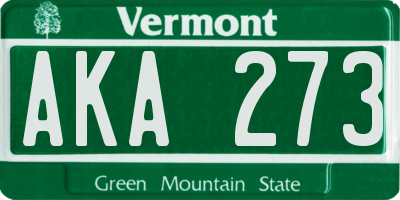 VT license plate AKA273