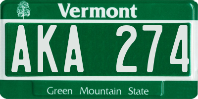 VT license plate AKA274